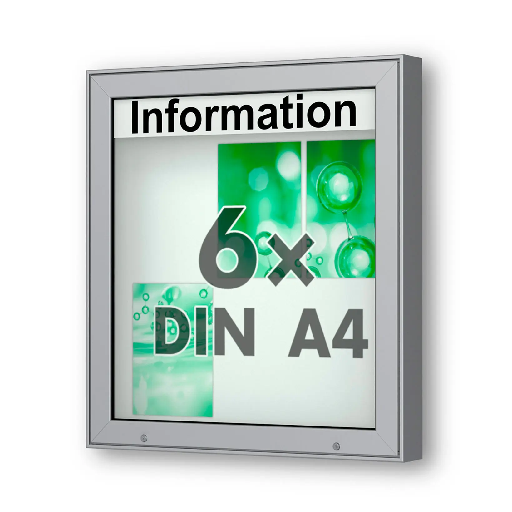 6 x DIN A4 Schaukasten Plenum eckig - der "Klassiker" - 100mm Bautiefe - Wandschaukasten mit optionaler LED-Beleuchtung